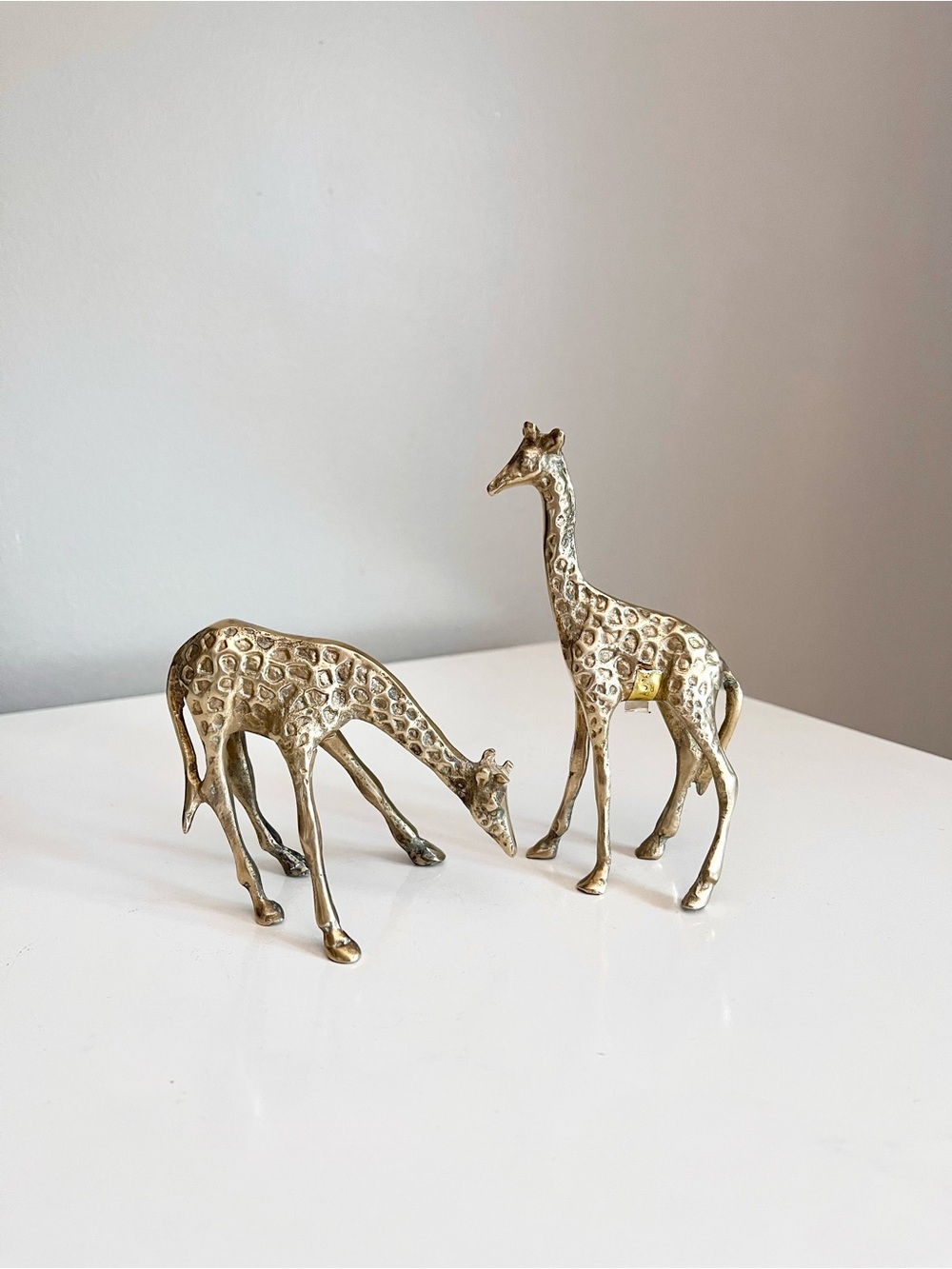 Vintage Small Brass Giraffe Figurines African Safari Decor